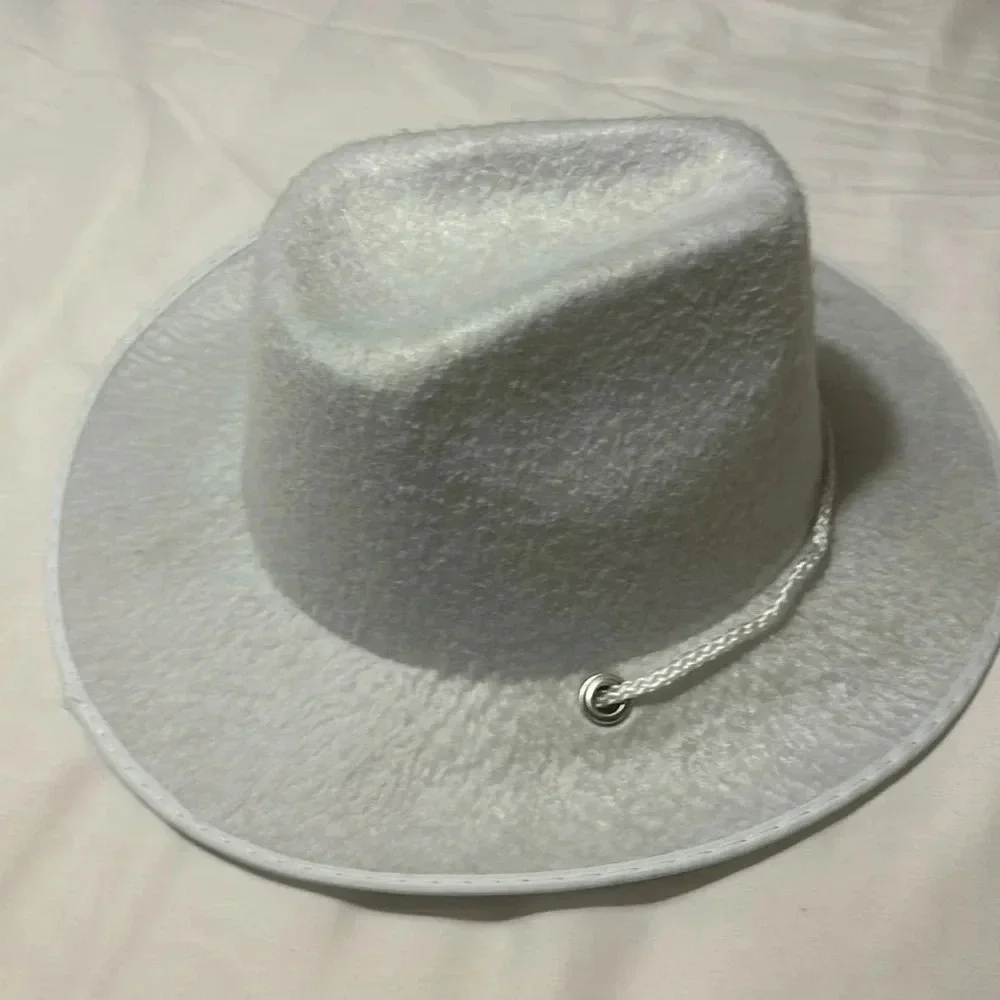 Cowboy/Cowgirl white Hat with String Tie